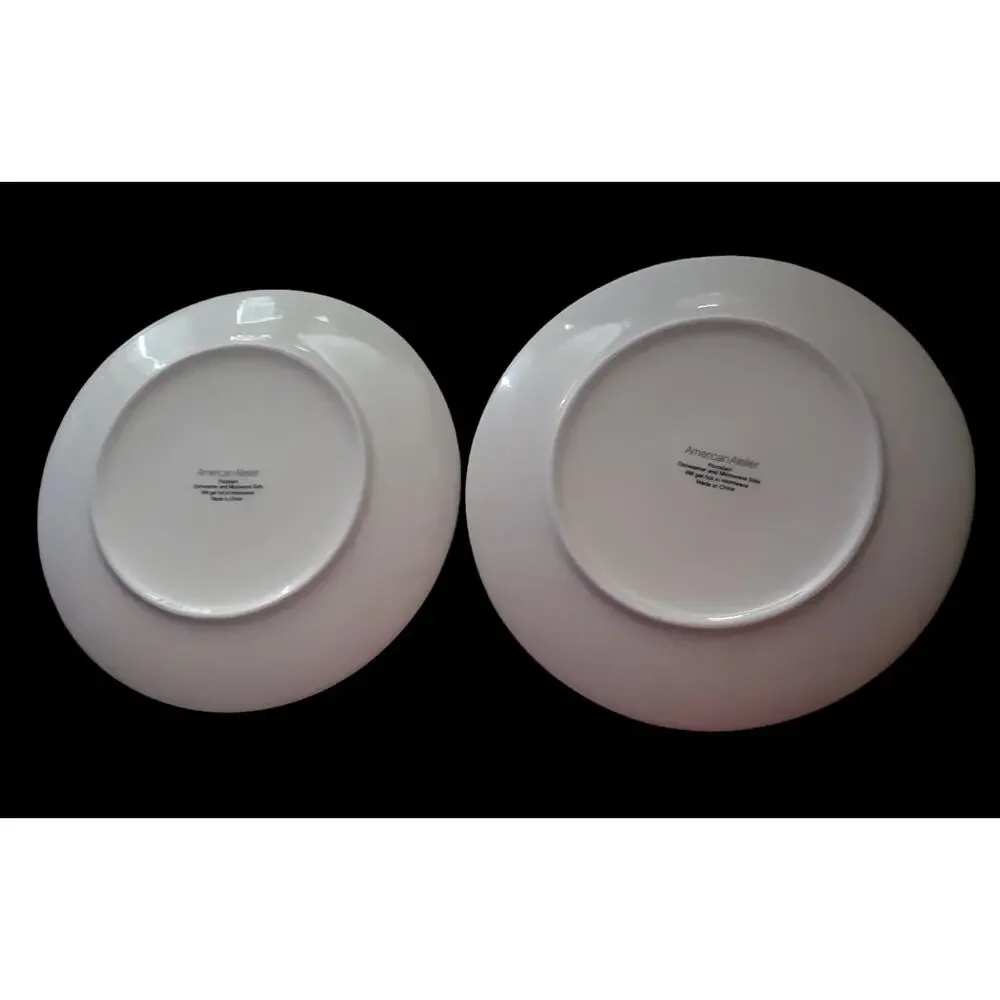 American Atelier Salad Plates Christmas Bulbs‎ and Presents Porcelain Set of two